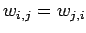 $w_{i,j} = w_{j,i}$