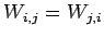 $W_{i,j} = W_{j,i}$
