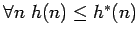 $\forall n \mbox{ } h(n) \leq h^*(n)$