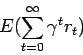 \begin{displaymath}E(\sum_{t=0}^{\infty} \gamma^t r_t) \end{displaymath}